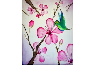 Paint Nite: Hummingbird and Cherry Blossom Simplicity